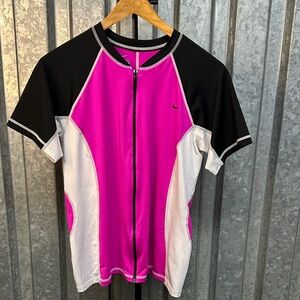 Nike Black Pink White Zip-Front Athletic Top